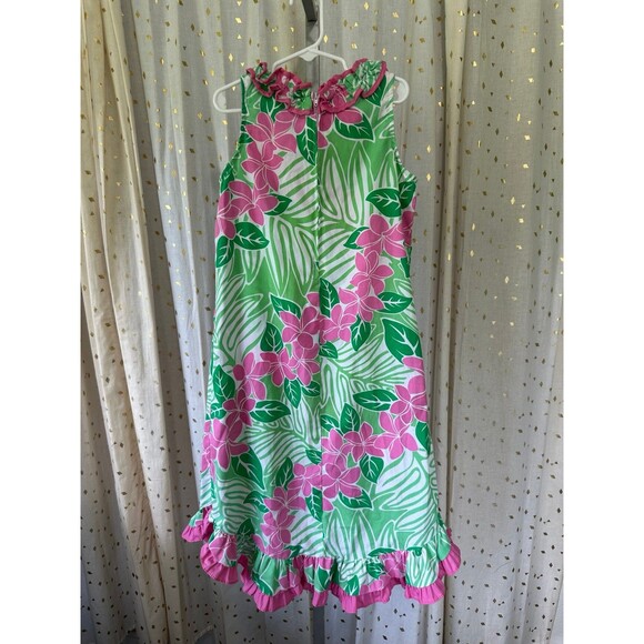 RJC Girls Hawaiian Tropical Flowers Plumeria Lei Ruffle Mu'umu'u Midi Dress M - Picture 3 of 6